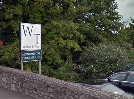 Our Williams & Triggs Monumental Stonemasons sign at the roadside