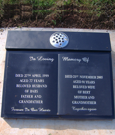 Double black granite book memorial